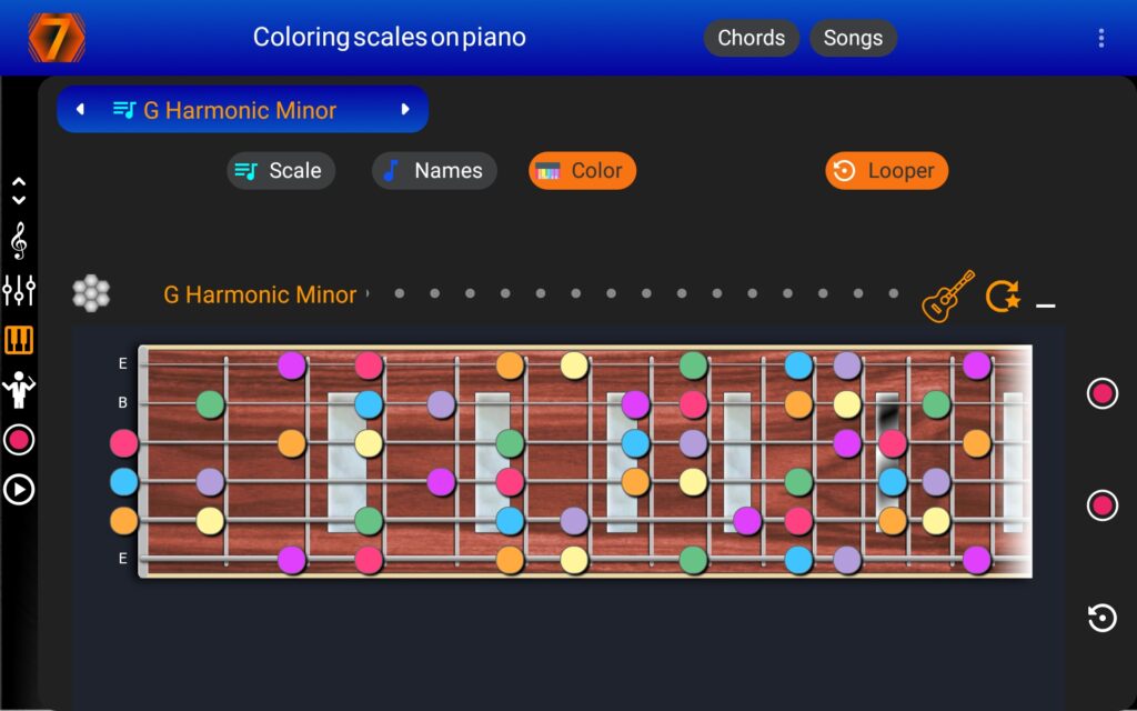 guitar fret-board view colors